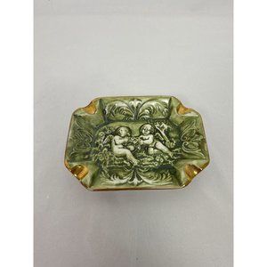 Vintage Capodimonte Cherub Ashtray Ceramic Trinket holder with gold trim